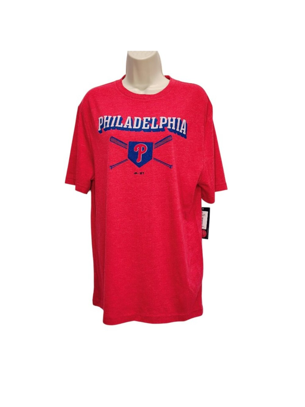 Genuine T Shiirt Men Medium Red Philadelphia Team Logo Crew Neck Short Sleeve